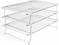 Tebery 304 Grade Stainless Steel Baking Rack 3-Tier Stackable Cooling Rack Set for Baking Cooking Grilling - 16.5" x 12"