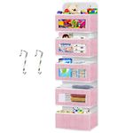 Over The Door Organizer, Hanging Baby Diaper Organizer for Nursery, Pink Wall Storage Organizer with 5 Large Pockets for Girls Room,Pantry,Dorm,Bathroom,Closet