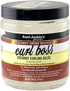 Aunt Jackie's Coconut Crème Recipes Curl Boss Coconut Curling Hair Gel for Naural Curls, Coils and Waves, 15 oz