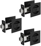 goldenwarm Pocket Door Lock, Matte Black Contemporary Privacy Square Pocket Door Hardware, Black Pocket Door Lock(3 Pack)
