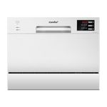COMFEE' Table Top Dishwasher with 6 Place Settings, Mini Countertop Dishwasher for Small Families, Couples, LED display, Delay Start, 47dB Quiet Noise, White