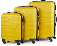 VonHaus Suitcase Set, Mustard 3pc Lightweight Wheeled Luggage, ABS Plastic Carry On or Check in Travel Case, Durable Hard Shell w/ 4 Spinner Wheels, Built in Lock & Handle, Small/Medium/Large Holdall