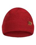 DANISH ENDURANCE Merino Wool Beanie Hat, Thermal Autumn Winter Hats, Fisherman Beanie, Knit, for Men and Women, Unisex, Red, One Size