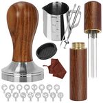 Y-Step 23 PCS Coffee Tamper Set, Coffee Accessories Barista Set, with Espresso Tamper 51mm, Espresso Coffee Stirrer, Milk Jug, Tamper Mat, Barista Towel, Latte Art Pen and 16 Decorative Stencils