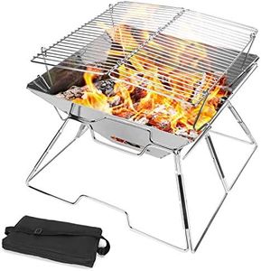 Odoland Braciere portatile da campeggio pieghevole in acciaio inox 304, barbecue per campeggio, picnic, terrazza, giardino, con borsa per il trasporto
