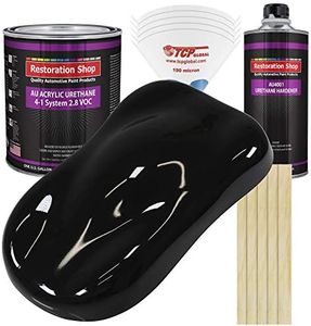 Restoration Shop - Jet Black (Gloss) Acrylic Urethane Auto Paint - Complete Gallon Paint Kit - Professional Single Stage High Gloss Automotive, Car, Truck Coating, 4:1 Mix Ratio, 2.8 VOC