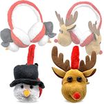 BANBERRY DESIGNS Christmas Ear Muff Set of 2-2 Pack of Plush Reindeer and Snowman Earmuffs - Ear Warmers for Holiday Party- Christmas Accessory