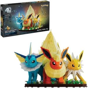 4D Build Pokémon Eevee Evolution Trio 3D Puzzle Model Kit, Shelf Display