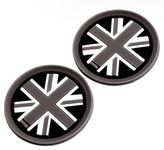 Black Union Jack UK Flag Style Soft Silicone Cup Holder Coasters compatible with MINI Cooper R55 R56 R57 R58 R59 73mm