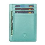 ALLEN & MATE Leather Card Holder Slim Wallet, RFID Blocking Minimalist Wallet Credit Card Holder, Holds Cards and Bank Notes (Lagoon Edition)