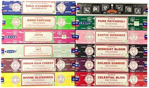 Satya Bangalore (BNG) Set of 12 NagChampa SuperHit CelestialBliss DivineBlessings ExoticRomance GoldenSunrise IndianRainforest MidnightBloom PurePatchouili GoodFortune Lotus Lily, VarietyPack08