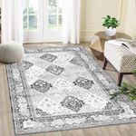 LuxFocus Large Moroccan Trellis Area Rug, 200 x 290 cm Washable Living Room Rug Indoor Non-Slip Oriental Accent Throw Rug for Kitchen Entryway Bathroom Bedroom Office Carpet Grey