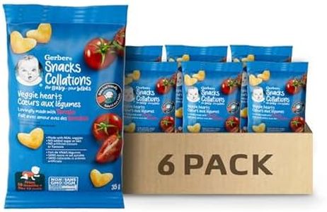 GERBER Veggie Hearts Tomato, Baby snacks, 10 Months & Up, Source Of Vitamin B1, Iron & Zinc, 3g Whole Grains, No Artificial Colours, No Artificial Flavours, No Added Sugar, No Added Salt, Case of 6, 210 g