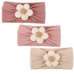 DRESHOW 3 Pack Girls Flower Headbands Stretchy Nylon Headbands Handmade Hair Accessories for Newborn Infant Toddlers Kids