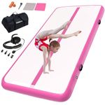 Inflatable Gymnastics Mat Tumbling Mat 16 ft 6.6 ft 10ft 13ft 20ft 4in Thick Tumble Track Air Gymnastic Equipment For Home Kids Tumble Training Gym/Yoga/Water/Dance(5m,pink)