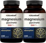 2 Pack Magnesium Glycinate 500mg, 180 Capsules Each, 100% Chelated for Better Absorption, Premium Magnesium Supplement, Supports Muscle, Bone, Joint and Heart Health, No GMOs