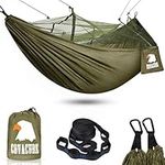 COVACURE Camping Hammock with Mosquito Net, Ultralight 210T Parachute Nylon with Two 10FT Tree Straps for Outdoor Camping Accessories