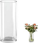 QEEYON Clear Glass Cylinder Vase 25