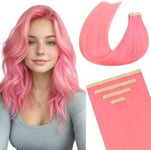 DOORES Human Hair Extensions, Peach Pink Tape ins 22 Inch 30g 10pcs, Tape in Hair Extensions Real Hair Straight Hair Remy Hair Extensions Natural