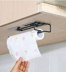 ADTALA Self Adhesive Wall Mount Towel Holder for Home/Kitchen/Bathroom/Toilet/Multi-Function Towel Rack/No Drill Require -Weight Load Capacity-5 Kg (Towel + Tissue + Glass Holder)-1 Pcs