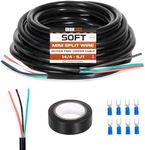 Iron Forge Cable 14/4 Mini Split Wire 50 ft, 14 AWG 4 Conductor Wire 300V for Indoor/Outdoor with Connectors & Tape, 14-4 Trailer Wire for Mini Split AC, Heating System, HVAC, Speaker UL/ETL Certified