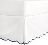 HIG Off White Chic King Bed Skirt - Easy Fit Scallop Edge Pleated Bedskirts, 14 Inch Drop Anti-Slip Dust Ruffle, Thick Fabric for Enhanced Privacy, Pre-Washed for Long-Lasting Use(N60022)