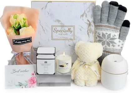 Regalo Donna di Compleanno Idee Regalo Natale per Le Migliori Amiche Candele Profumate con Guanti e Mini Umidificatore, Regali Originale Mamma e Amiche Donne Compleanno, San Valentino, Anniversario