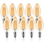 ProCrus E14 Vintage Dimmable LED Light Bulb,4W LED Candle Light Bulbs,2700K Warm White,Small Edison Screw Candelabra SES LED Bulb,Replaces 35 Watt,for Chandelier,Amber,Pack of 10 [Energy Class F]