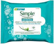 Simple Daily Skin Detox Clear & Matte Cleansing Wipes, Clear + Matte 25 Pieces (Pack of 6, 150 Wipes total)