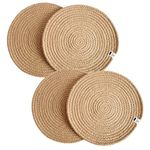 ZAVEZA - Handmade Round Coaster PlaceMat for Dinning Table,Pan,Hot Dishes and Pots Set of - 4 (10 X 10 Inches) Beige