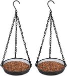 Gtongoko 2 Pack Hanging Bird Feeder Tray, Metal Mesh Platform Feeders for Birds, Outdoor Garden Decoration for Attracting Birds