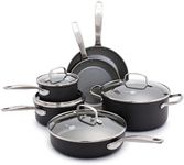 GreenPan Chatham Hard Anodized Healthy Ceramic Nonstick 10 Piece Cookware Pots and Pans Set, PFAS-Free, Dishwasher Safe, Oven Safe, Gray