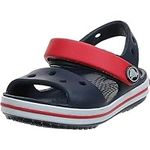 Crocs Crocband Sandals, Unisex-Kids Sandals, Lightweight and with Secure Fit, in Navy / Red Strap and Stripe Detail, Size C4 UK