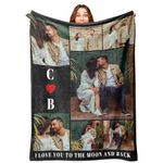 Mraxovid Personalised Blankets with Photos Custom Couples Gifts Customized Picture Blanket I Love You to The Moon & Back Gifts Birthday Gift for Wife Husband Girlfriend Boyfriend,125x150cm