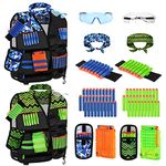 Lehoo Castle Kids Tactical Vest Kit 2 Pack for Nerf Guns N-Strike Elite Series for Boys Girls, with 60 Refill Darts, 2 Dart Pouch,2 Tactical Mask, 2 Reload Clips, 2 Wrist Band and 2 Protective Glasses