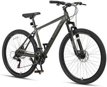 AVASTA Thrax 26 Inch Adult Men Male and Women MTB Mountain Bike, Color Gray | High Tensile Steel Frame, Dual Disc Brakes, Front Suspension, Smooth 21-Speed Gear Shifters, Half Hidden Brake Cables