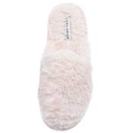 Laura Ashley Ladies All Over Plush W/Memory Foam Slippers, Pink, Medium