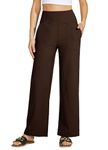 Willit Women's Wide Leg Yoga Pants with Pockets Stretch Loose High Waist Comfy Soft Casual Lounge Sweatpants 28" Coffee M
