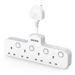 Mscien Hanging Plug Extension Socket, Multi Plug with Switches 4 Way Plug Adapter,Multi Plug Adaptor Wall Socket Extender for Home, Office, Multiplug Socket Extension