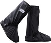 USHTH Black Waterproof Rain Boot Shoe Cover with reflector (1 Pair) (Black-XXL)