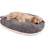 Patas Lague Reversible Orthopedic XL Dog Bed for Large Dogs, Memory Foam Supportive Therapy Fillings Deep Sleep Pet Beds with Removable Cover Soft Warm Washable Cat Cuddler Bed Grey 36''x24''