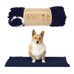 My Doggy Place - Ultra Absorbent Microfiber Dog Door Mat, Durable, Quick Drying, Washable, Prevent Mud Dirt, Keep Your House Clean (Navy Blue w/Paw Print, Medium) - 31 x 20 inch