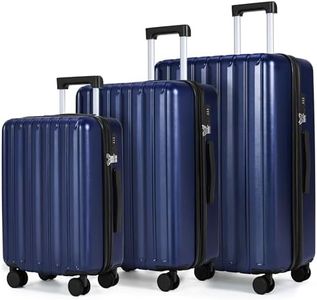 SHOWKOO Luggage Sets 3 Piece 100% PC Ultra Tough Hardside Expandable Suitcases Sets with TSA Lock Double Spinner Wheels (20in/24in/28in, Blue)