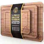 Deer & Oak 3-Piece Bamboo Chopping Board Set, Pre-Oiled Wooden Cutting Chopping Boards for Kitchens 33x24cm, 28x20cm, 22x15cm, with Side Handle and Grooves