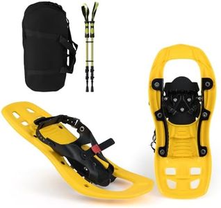 Goplus 17" Kids Snowshoes with Telescoping Trekking Poles & Carrying Bag, Lightweight All-Terrain Snow Shoes for Boys Girls Youth, Adjustable Ratchet Binding, Flexible Pivot Bar, Up to 80 lbs, Yellow