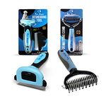 Fur Magic Deshedding Tool & Dematting Comb – Grooming Brushes for Dogs, Cats, Horses – Reduce Shedding and Remove Knots, Mats and Loose Undercoat, Small Size