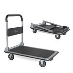 Corvids 300 Kg Portable Folding Metal Hand Platform Trolley for Material Handling | 2-Year Warranty | Industrial Dolly Cart with 360° Rotating & Locking Wheels for Home & Warehouse Use