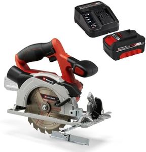 Einhell Akku-Handkreissäge TE-CS 18/150 Li Power X-Change (Lithium Ionen, Schnitttiefe + Neigungswinkel werkzeuglos einstellbar, LEDs, inkl. 4,0 Ah Akku und Ladegerät)