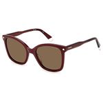 POLAROID Womens Square Sunglasses Burgundy Frame, Bronze Lens (53) - Pack of 1