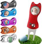 ubmpj Custom Golf Divot Tool Kits with Ball Markers, Personalized Foldable Divot Tool with Your Photo/Logo Multi-Colors/Markers Pop-up Button for Golfers